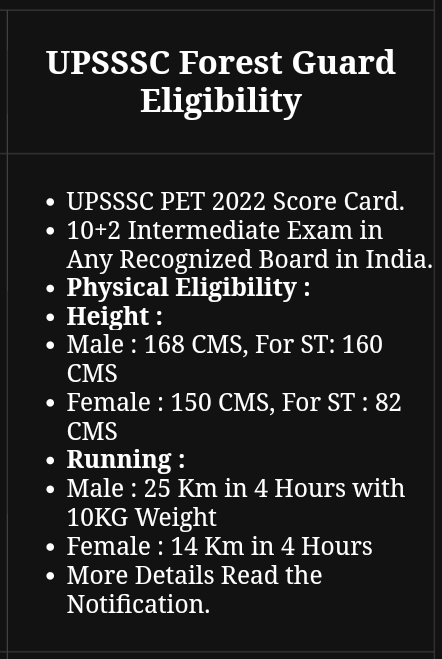 UPSSSC Forest Guard Eligibility 