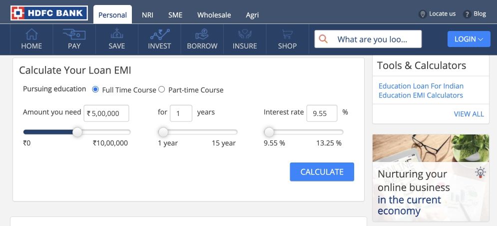 HDFC Bank Student Loan Interest Rates Today